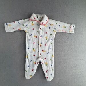 Vintage Lullaby Land Celestial Moon Star Terry Footed Sleeper Unisex Small 0-3M
